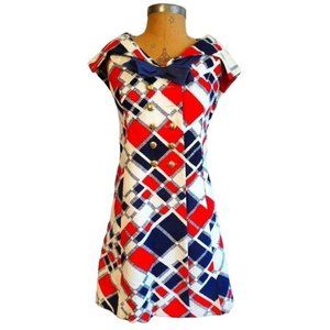 Mam'selle by Betty Carol Stunning Mod Sailor Funky Patriotic Vintage Dress